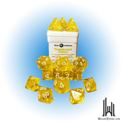 SET OF 15 DICE: TRANSLUCENT YELLOW/WHITE